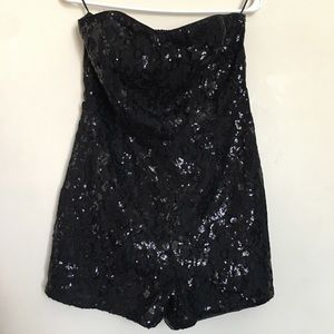 Express Strapless sequin romper